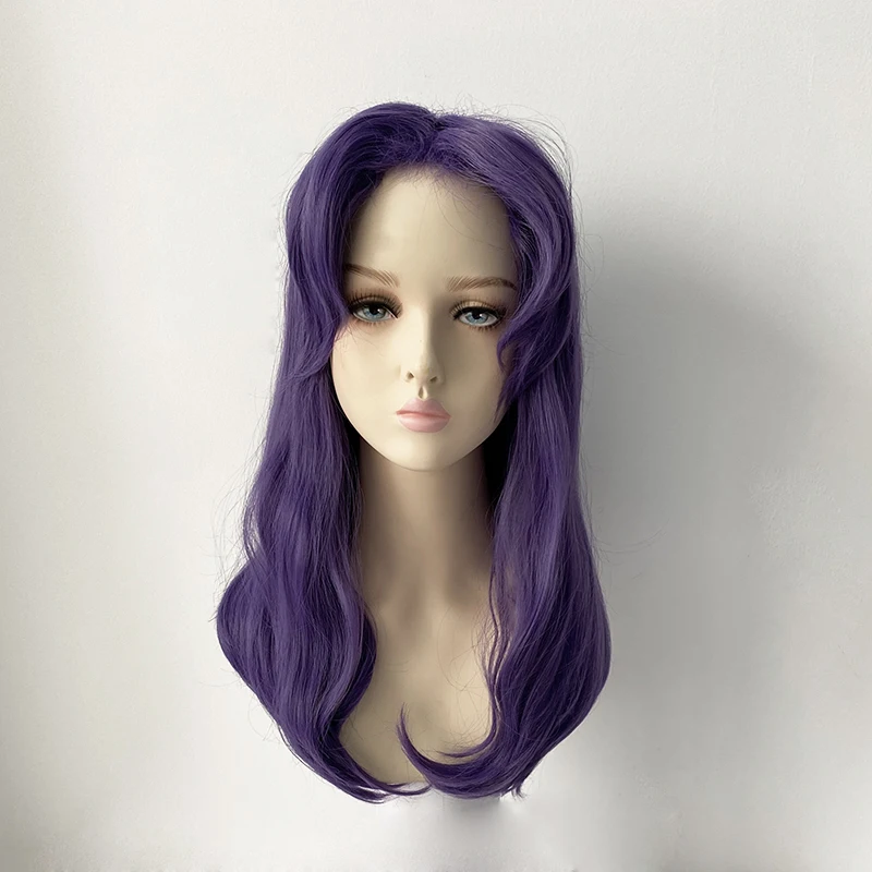 Katsuragi Misato – perruque de Cosplay pour femme, postiche synthétique violette longue, résistante à la chaleur, avec bonnet