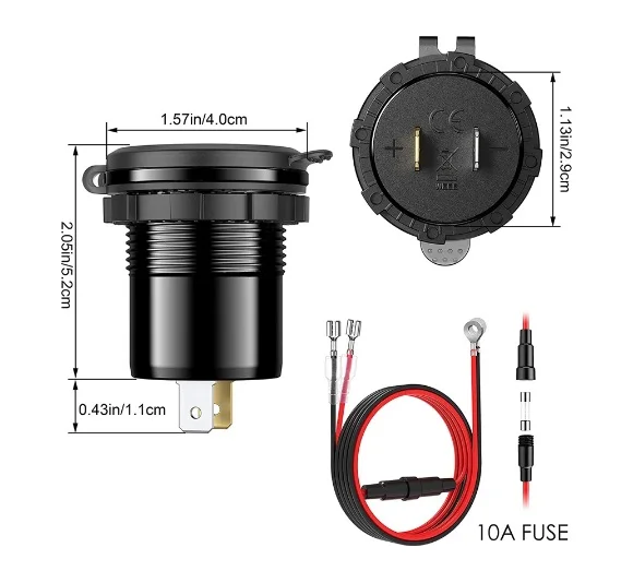 تهمة سريعة 3.0 36 واط سيارة شاحن USB مزدوج QC3.0 مقاوم للماء مع الفولتميتر التبديل ل 12 فولت/24 فولت دراجة نارية ATV قارب البحرية RV