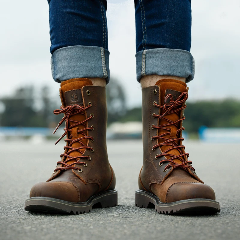 Botas tácticas de combate impermeables – Cuero para moto y senderismo
