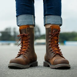 Botas tácticas de combate impermeables – Cuero para moto y senderismo