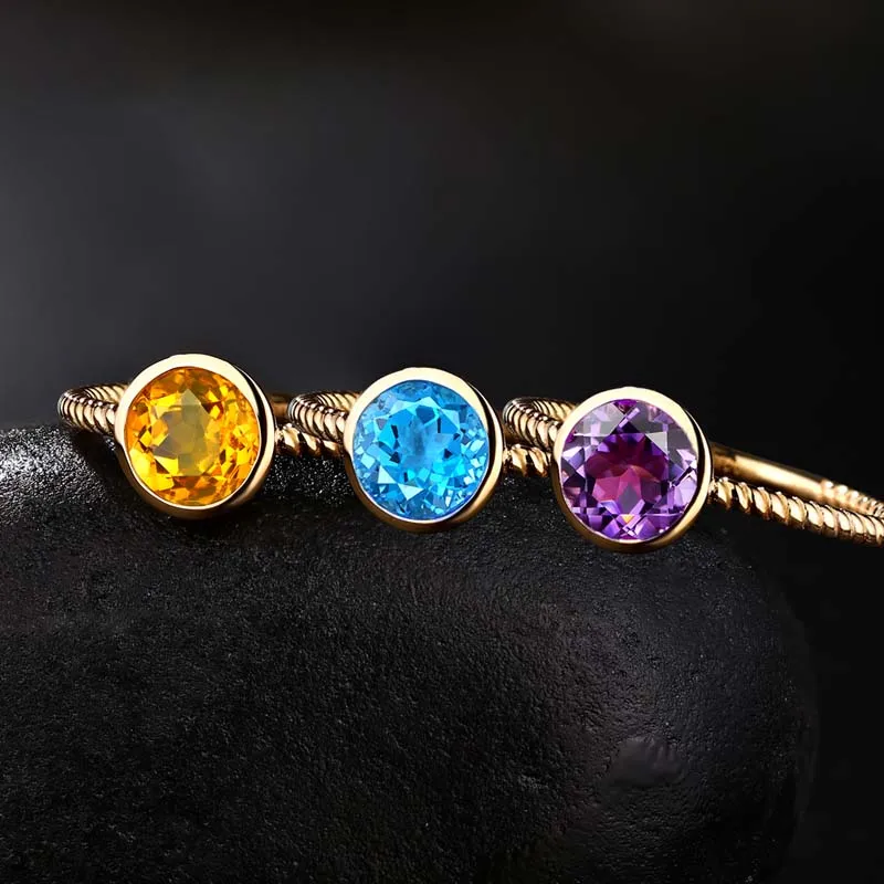 SLFD Natural topaz/Citrine/Amethyst 18K Pure Gold 2023 New Hot Selling Top Ring  Shape Ring  For Ladies  Woman Genuine Jewelry