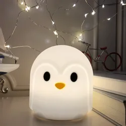 LED Night Light Penguin Rabbit Cow Cat Lamp Touch Sensor Colorful Battery Powered Silicone Animal Lamp for Children Baby Gift