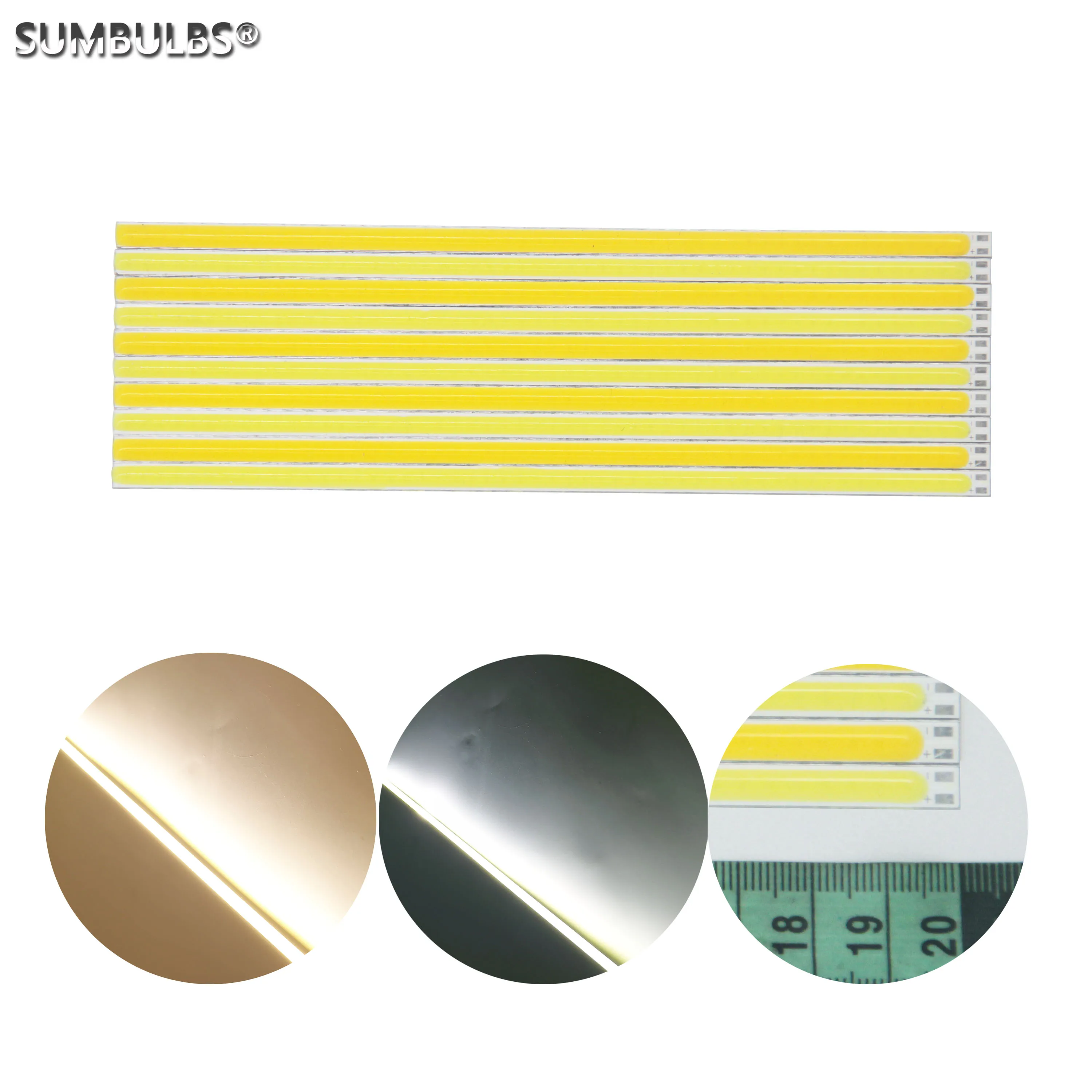 sumbulbs 10 pecas lote venda 2006 mm 6w 12v dc entrada flexivel cob led strip bar fonte de luz lampadas ultra brilhantes faca voce mesmo lampada ao ar livre 01