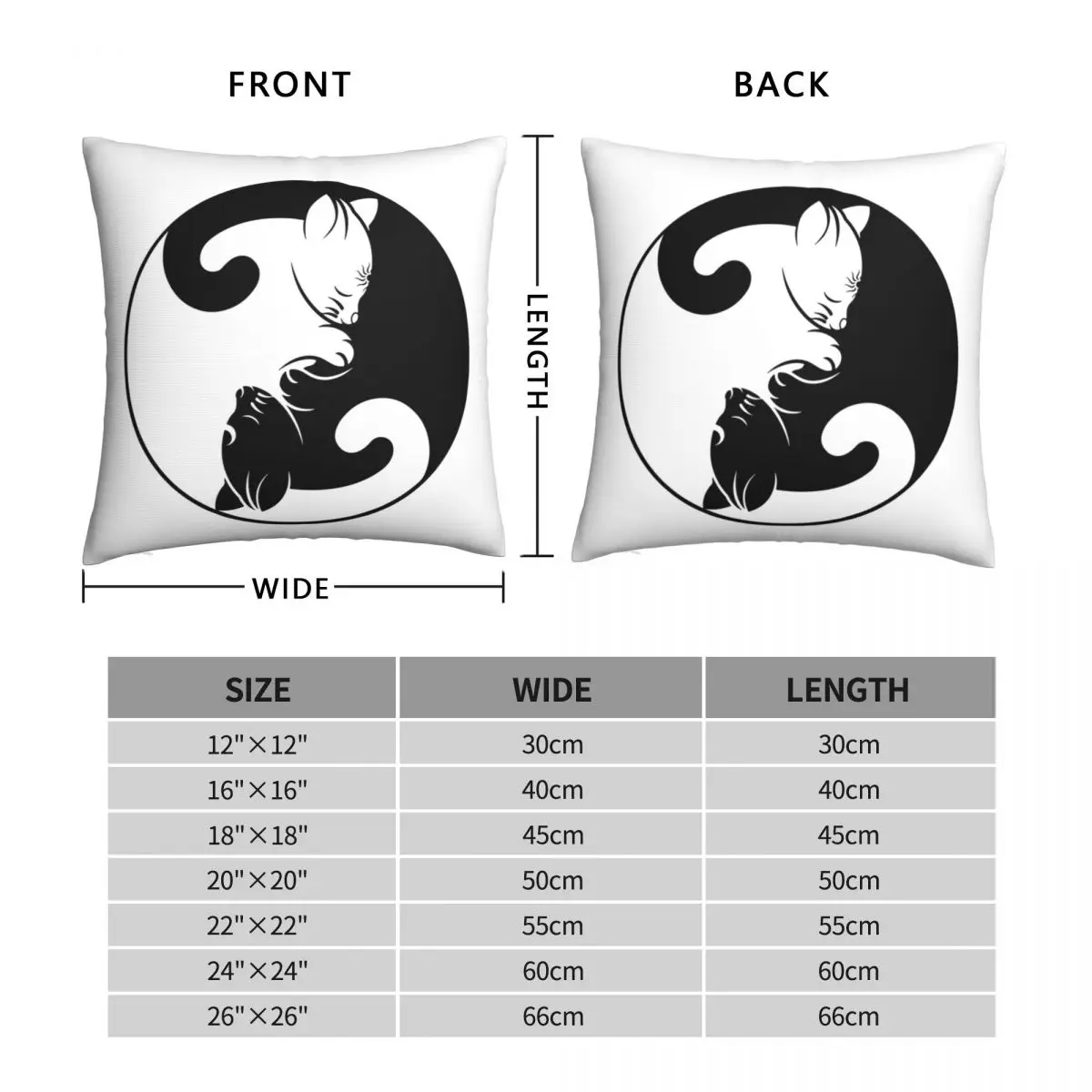 Ying Yang Artemis Luna Cats Square Pillowcase Polyester Linen Velvet Printed Zip Decor Pillow Case Sofa Cushion Cover