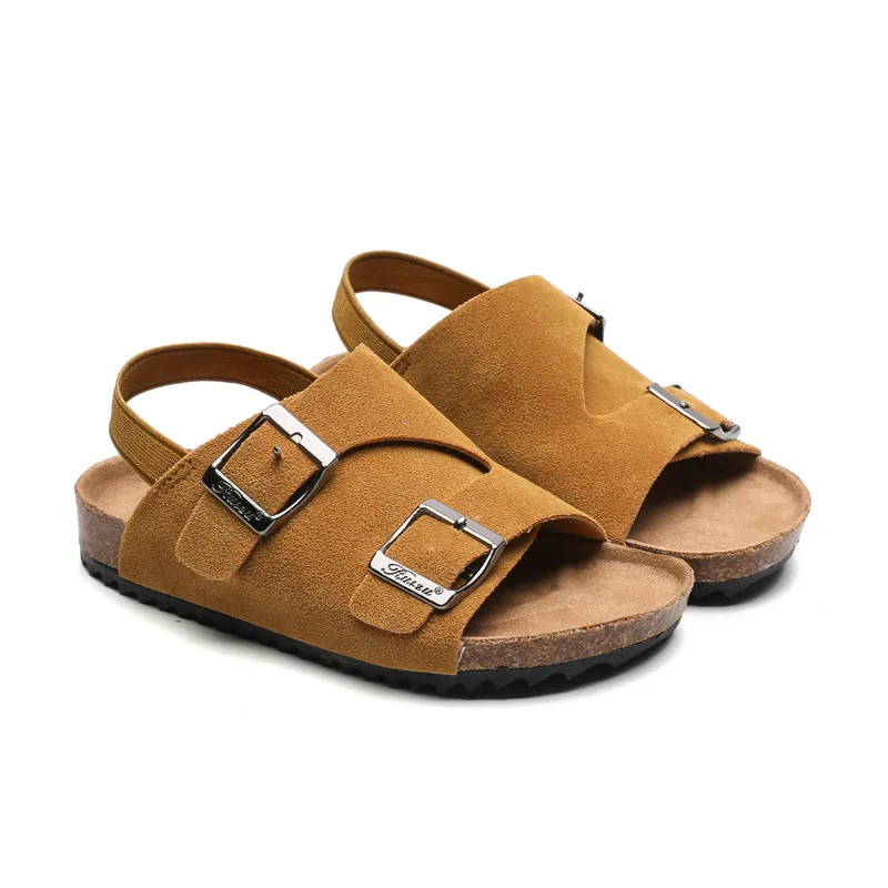 

2020 New Summer Kids Beach Sandals for Boys Cork Sandals Non-slip Soft Leather Girls Sport Sandal Children Shoes Outdoor Fashion