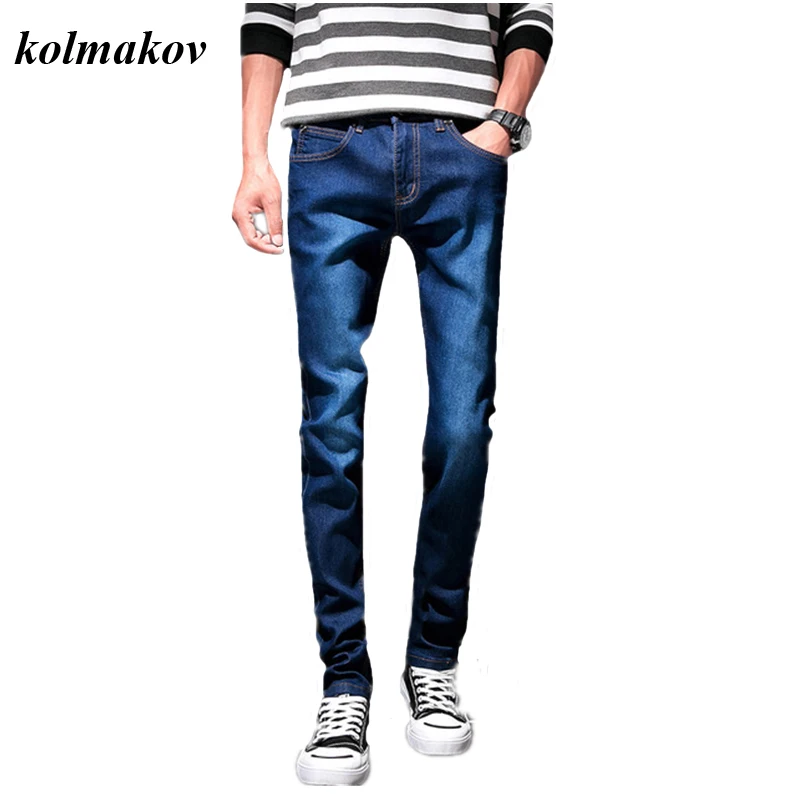 

2024 New Style Men Boutique Denim Jeans Small Feet Pants Slim Stretch Blue Pants Men's Trendy Wild Trousers Size 27-36