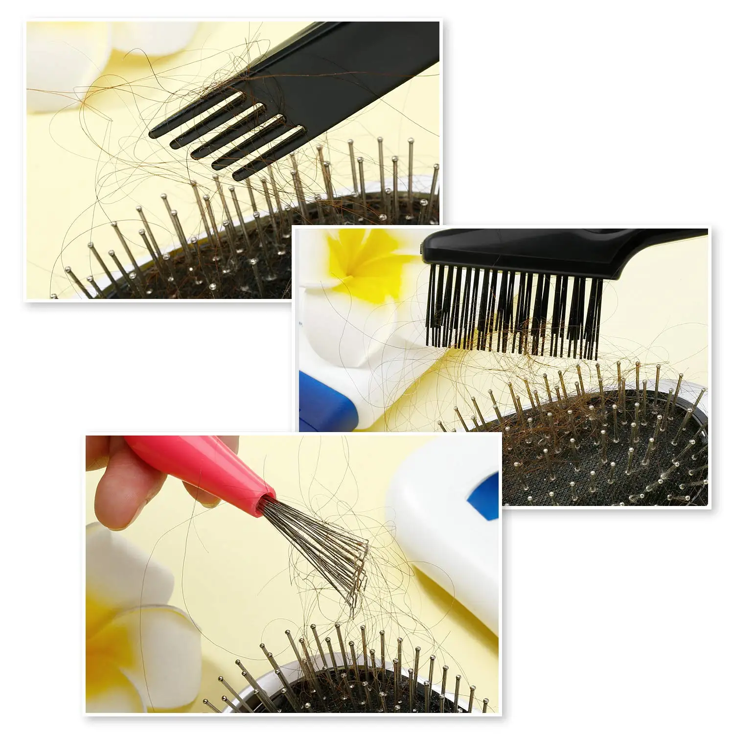 Peigne nettoyeur de brosse à cheveux, mini nettoyeur de brosse à cheveux, dissolvant pour remodeler la poussière de cheveux, usage domestique et en salon, 2 paquets