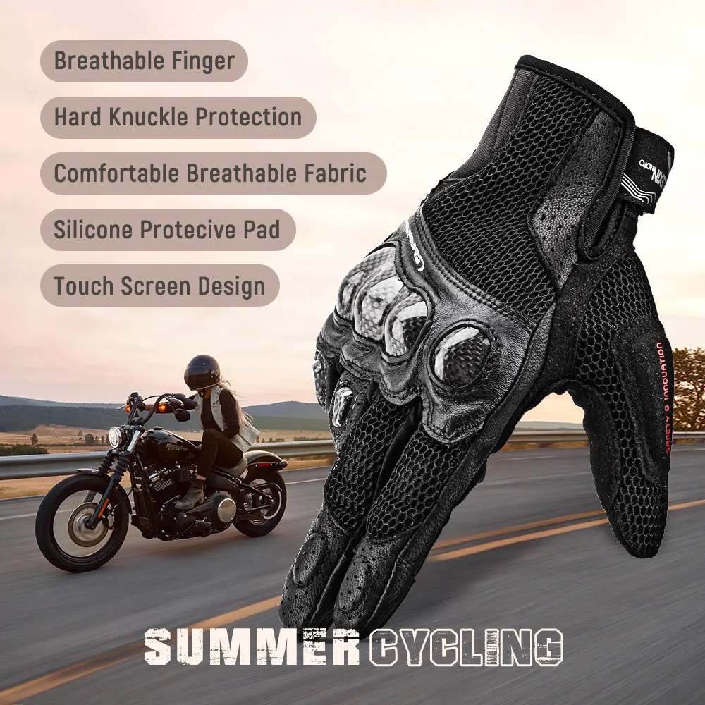 LEXIN 2021 New Mesh gloves Breathable High sensitive Fingertips Motorcycle Gloves for men Touch Screen Motorbike Summer Gloves