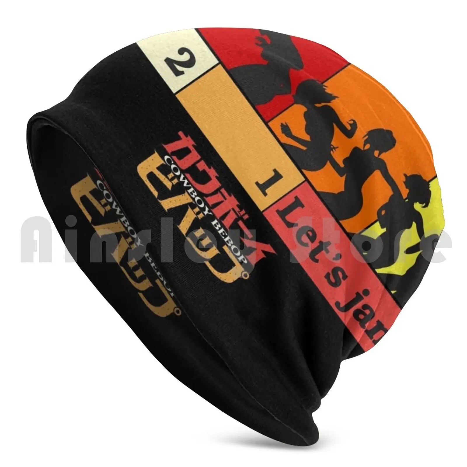 Faye-3 2 1 Let's Jam! Beanie Hedging Cap DIY Print Cushion Faye Valentine Spike Spiegel Jet Black Red