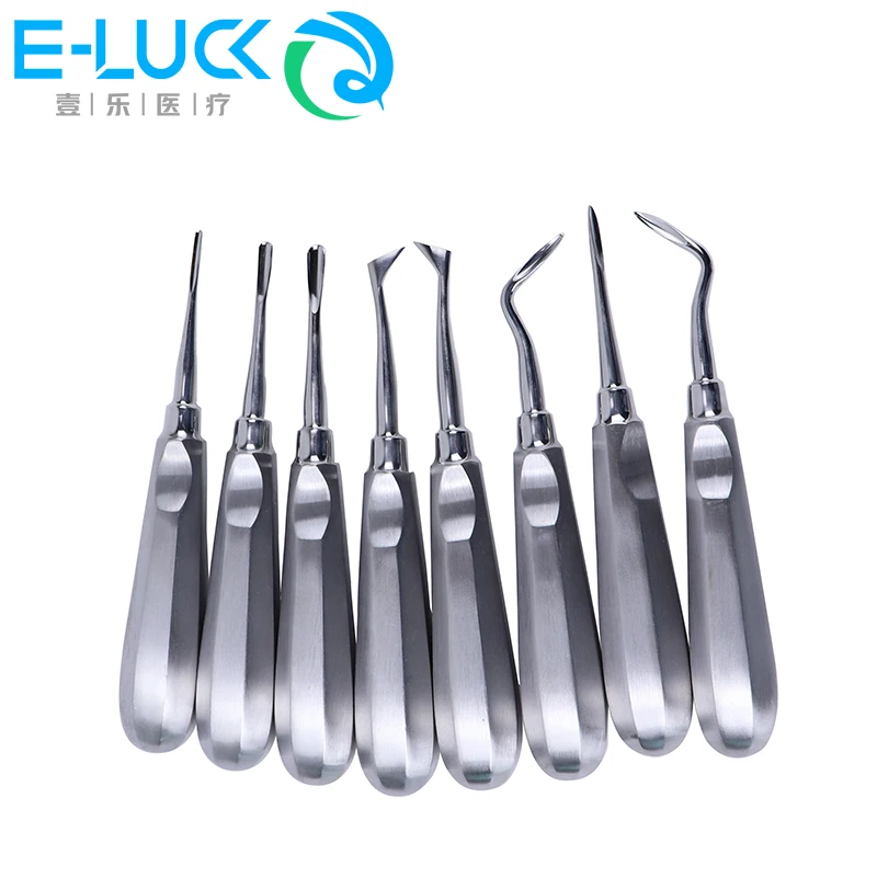 8pcs/set Dental Elevator Stainless Steel Dental Luxating Lift Elevator Curved Root Tooth Extraction Tools Dental Instruments