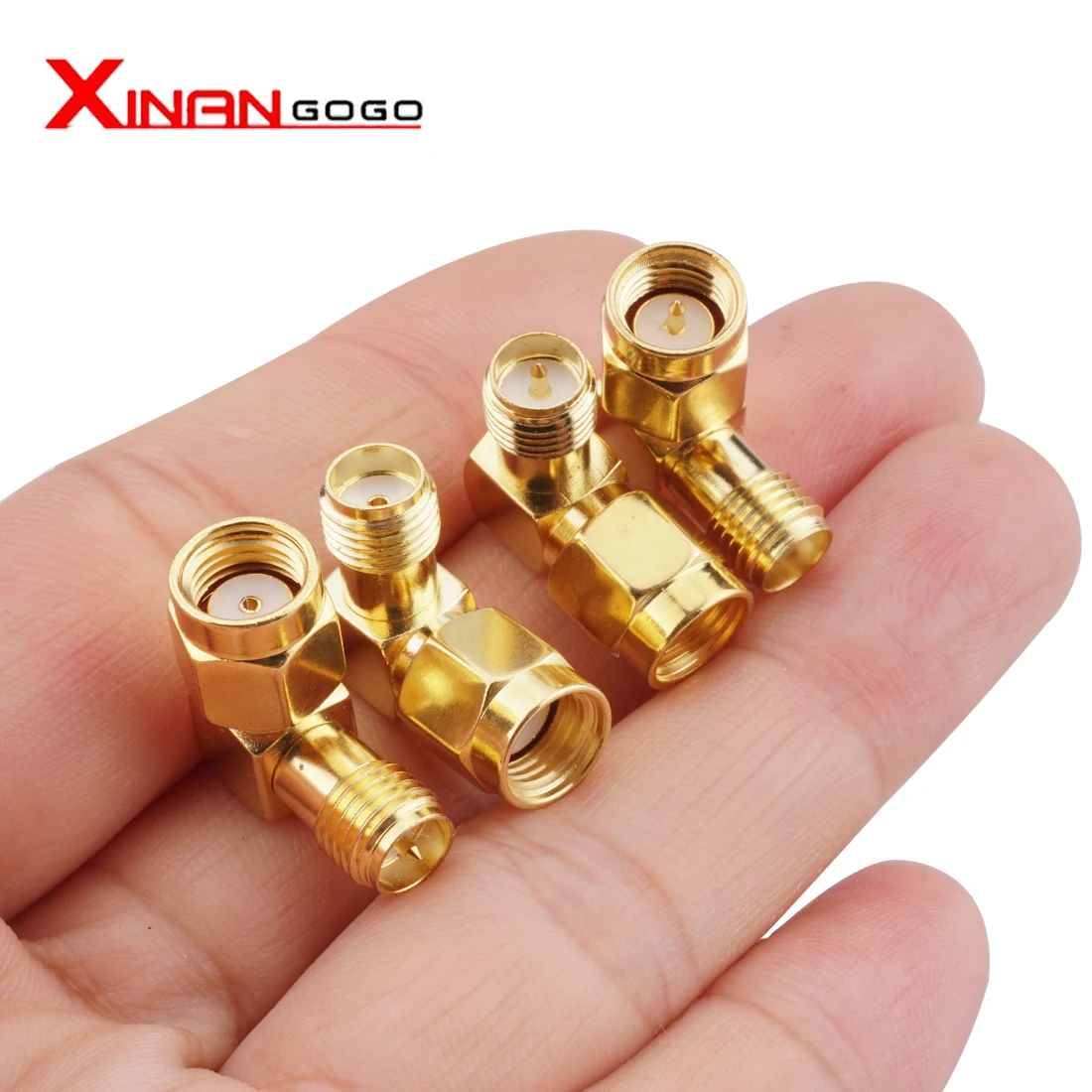 1PCS RF Adapter SMA Male to SMA Female Right angle 90 Degree Gold-Plated RP SMA Male to SMA Coaxail Connector Ja