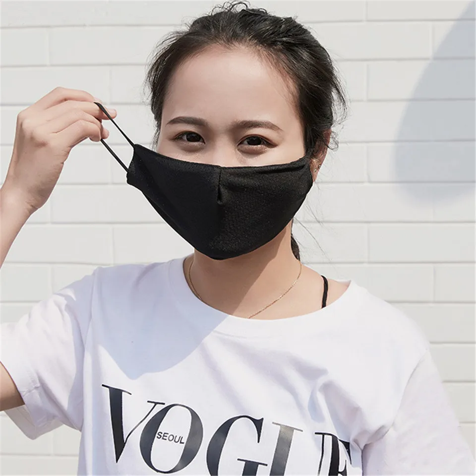 Unisex Mens Womens Black Anti-Dust Mouth Face Cotton Mask Soft Comfortable Mask Double Layer Adjustable Dust Windproof Face Mask