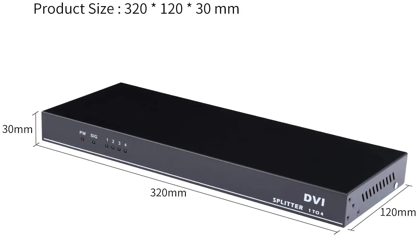 Divisor DVI de 1 entrada, 4 salidas, doble DVI-D, compatible con Full HD 1080p, 4K2K, UHD, EDID, puerto de pantalla 3D, 4xdvi-i, dongle divisor