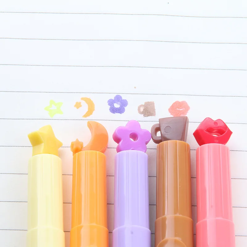 10pcs Korean stationery cute seal highlighter Jelly creative multi-functional candy color marker pen color pen