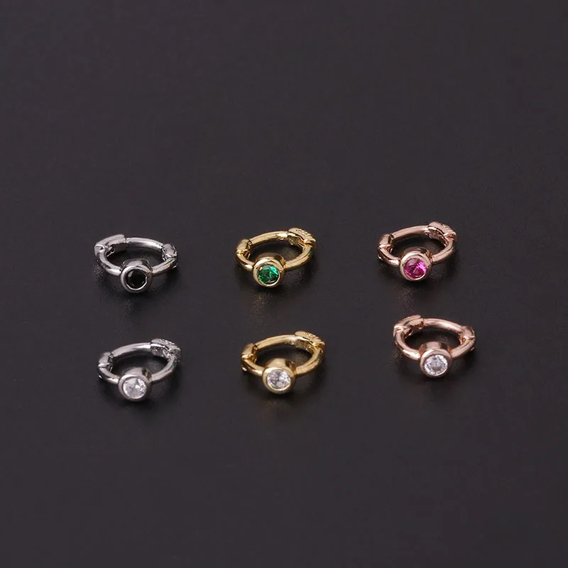 2022 New 1PC Mini Hoop Cartilage Earring for Women Multicolor Zircon Helix Tragus Daith Conch Rook Snug Earring Piercing Jewelry