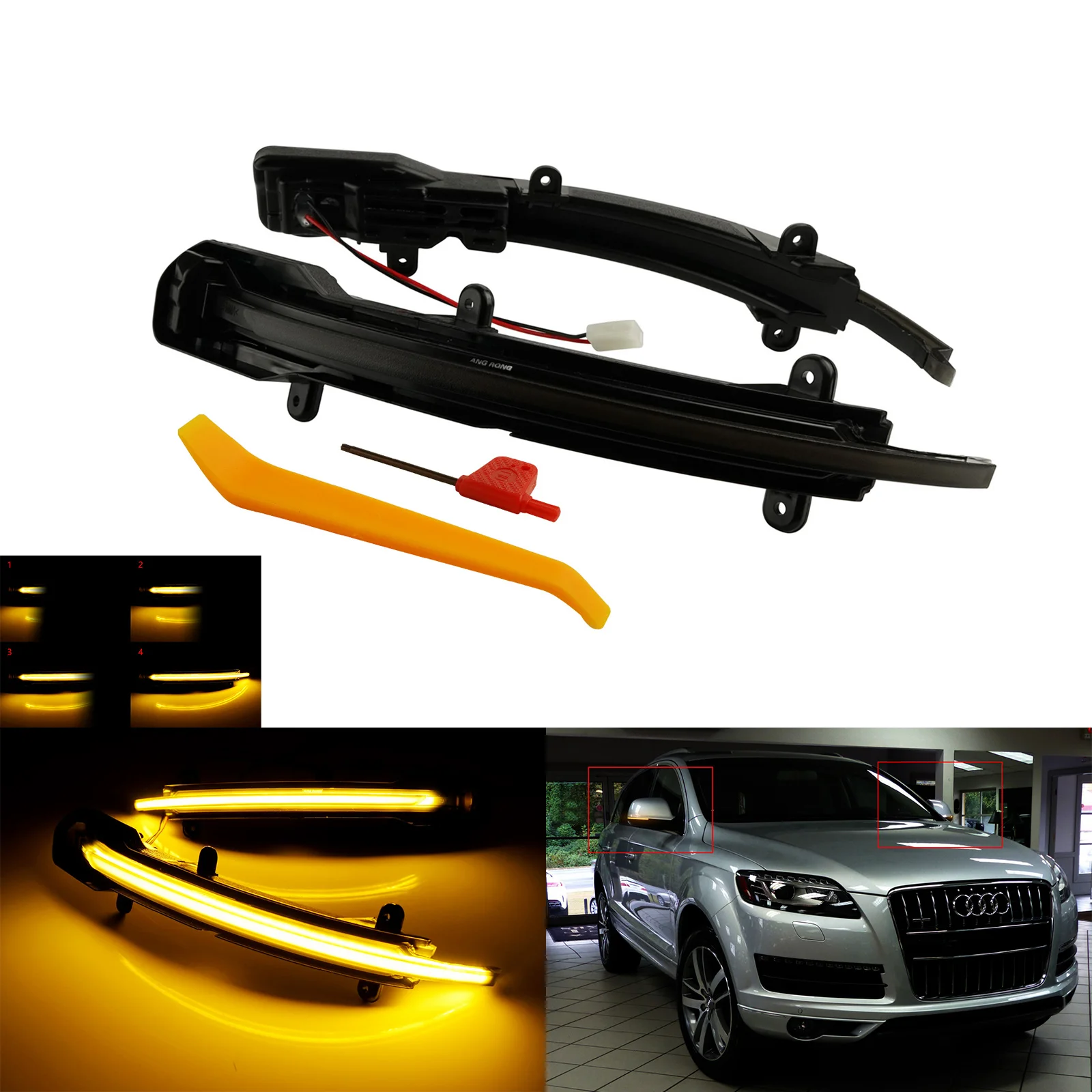 2x Dynamic LED Wing Mirror Turn Signal Light For Audi Q5 SQ5 8R 08-17 Q7 4L 09-15