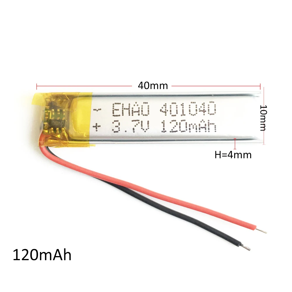 Model 401040 3.7V 120mAh Lipo Rechargeable Battery Li Cells for MP3 GPS Bluetooth Headset Video pen Camera