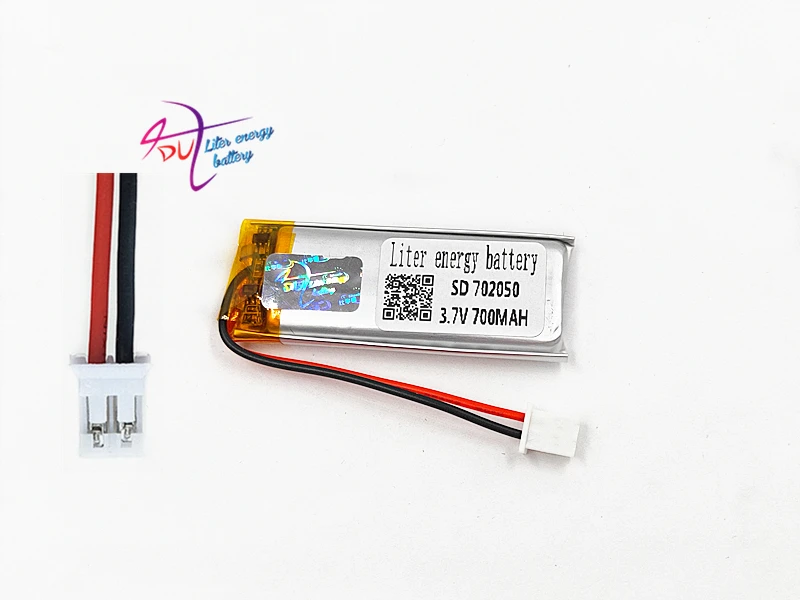 JST PH 2.0 2pin 10PCS 3.7V 700mAh 702050 แบตเตอรี่ลิเธียมโพลิเมอร์แบตเตอรี่ LiPo แบบชาร์จไฟได้สำหรับ Mp3 หูฟัง PAD DVD กล้องบลูทูธ
