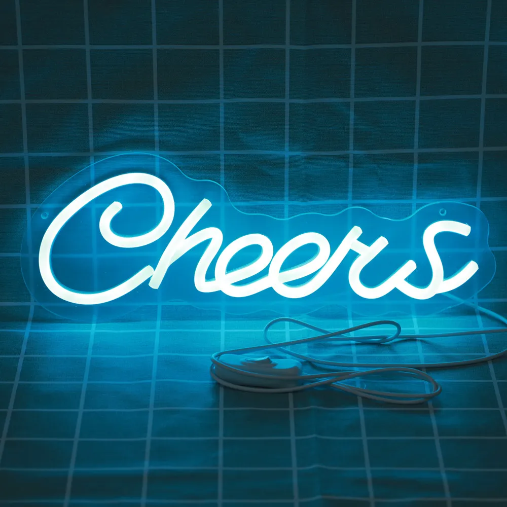 

Акриловые неоновые светодиодные фонари «Cheers» Текст Настенный декор Визуальное искусство Акриловая вывеска для бара Клубная комната Прозрачное освещение