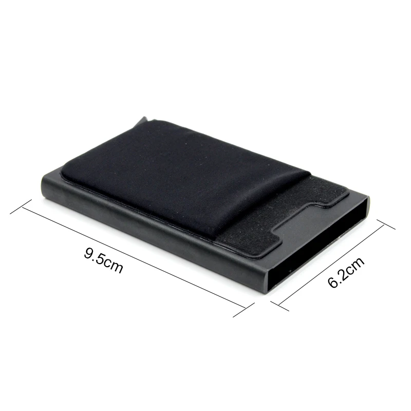 Aluminum Wallet With Elasticity Back Pouch Credit Card Holder RFID Mini Slim Wallet Automatic Pop Up Credit Card Case