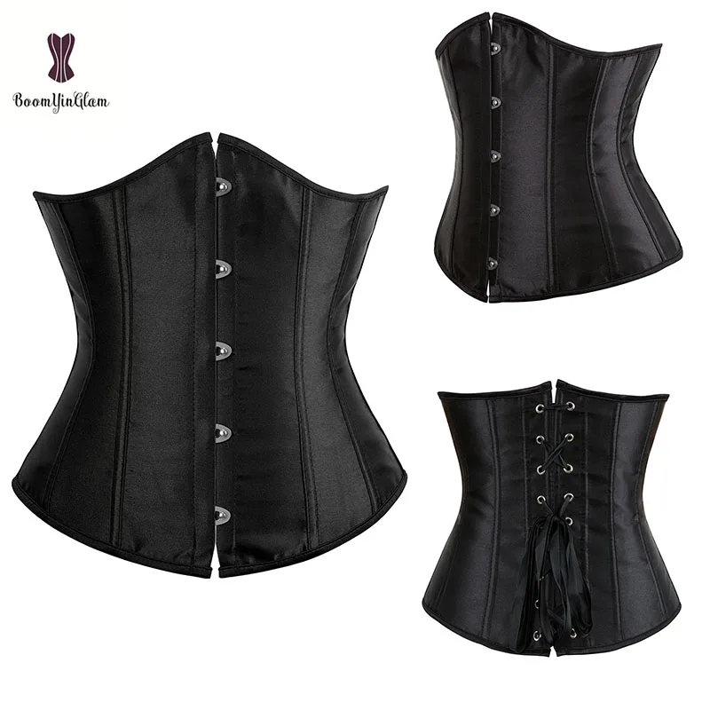 Kim Loại Chất Lượng Cao Busk Kẹp Sỉ Underbust Eo Corset Eo Thon Cinchers Phối Mối Ràng Buộc Satin Nịt 28335 #