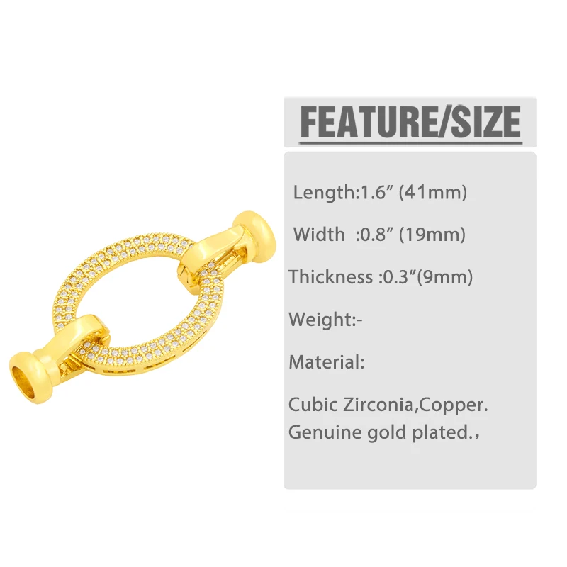 OCESRIO Oval Bracelet Connectors Findings for Necklaces Copper Gold Plated CZ Jewelry Accessories for DIY Hanmade cnta006