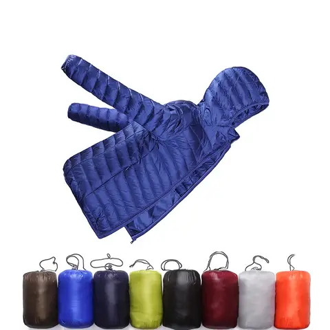 Brand New High-End Warm Fashion Men Feather Hooded Down Jacket Pure Color Boutique  Down Vest Mens Feather Coat Thin Light