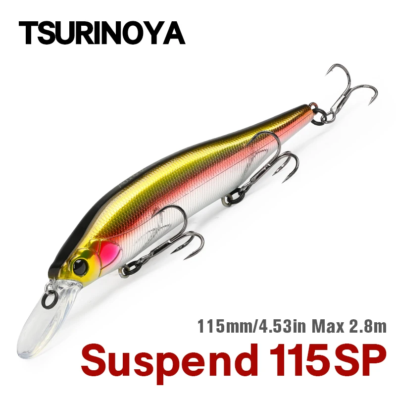 TSURINOYA 115mm 17.2g 115SP Suspending Minnow Fishing Lure Tungsten Weight System AURORA Long Casting Pike Jerkbait Hard Baits