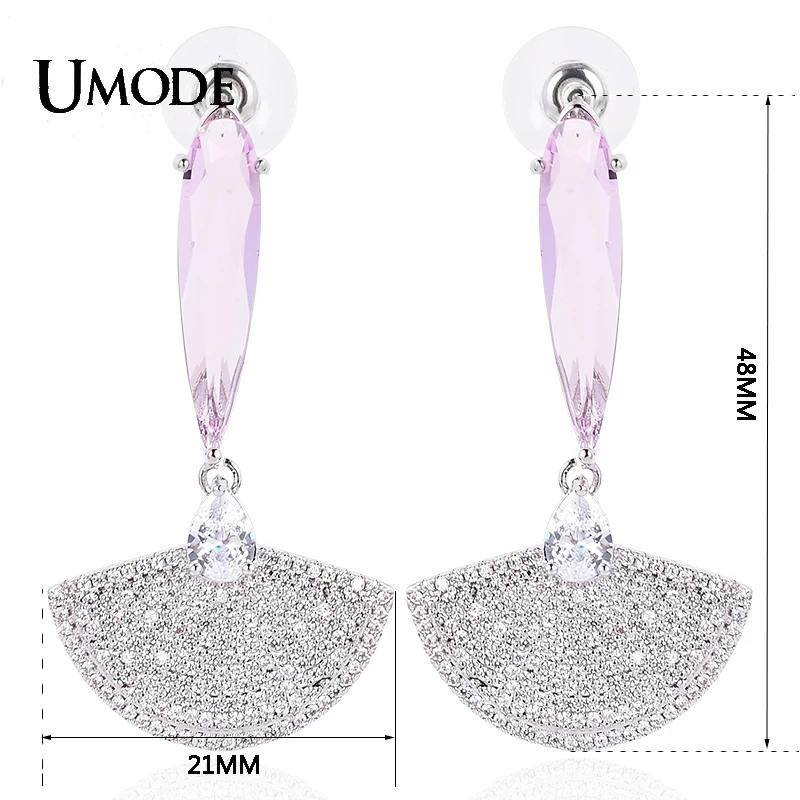 UMODE NEWS Drop Type CZ Earring Sector round Zircon Earrings for Elegant Women Bridal Wedding Jewelry Accessories Gift UE0727