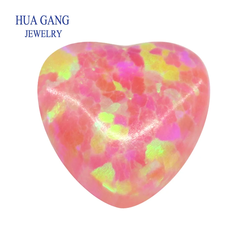 

OP07 Heart Shape Synthetic Opal Loose Stones Base Cabochon Created Opal Beads Semi-Precious Stones For Jewelry Making 3mm-15mm