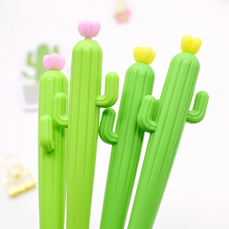 24 Pcs Plant Creative Soft Gum Cactus Neutral Pen Student Stationery Office Supplies Wholesale Kawaii School Supplies