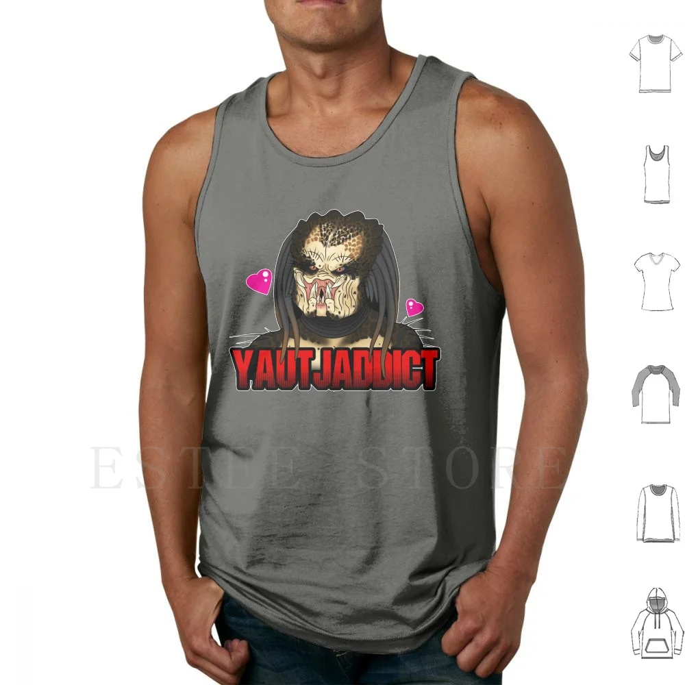Camisetas sin mangas animadas de Kal, diseño original de Yautja Avp Vs Animated, font work The Addict Yautjaddict Yautja
