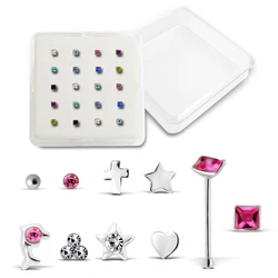 20G Nose Ring Hoop 20PCS Nose Rings Studs Piercings Hoop Jewelry Nose Ear Puncture Pin Ball End Jewelry Wholesale