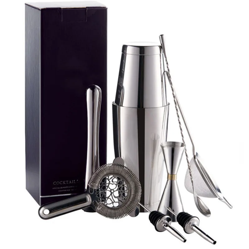 304 Stainless Steel Boston Shaker Bar Bartender Kit, Seven Piece Set