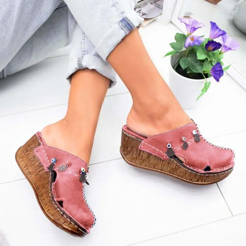 Puimentiua nowe sandały damskie letnie buty na platformie dla kobiet sandały na wysokim obcasie letnie buty do szycia Retro bez palców Sandalia