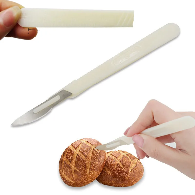 Single-sided Baguette Bread Slicing Knife with Scale Sharp Carbon Steel European Bread Toast Pastry Cutting Tools Baking Tools