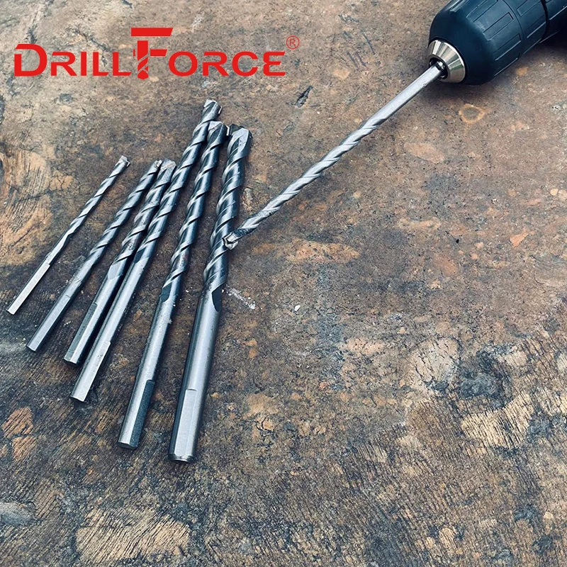 Drillforce ملموسة البناء لقمة حفر s مجموعة 3/4/5/6/8/10/12/14/16 مللي متر سيراميك طوب أسمنتي كربيد الصخور يميل لقمة حفر
