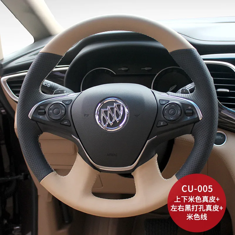 DIY hand-stitched suede leather steering wheel cover fit for Buick Verano Regal Lacrosse Envision GL86