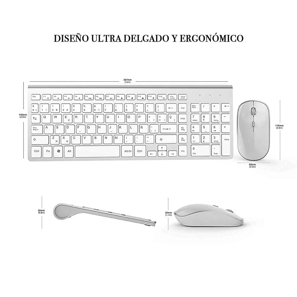 Drahtlose Tastatur und Maus, Ergonomische design Full-size-Tastatur maus 2400 DPI, spanien/uns/uk/Russland layout/Frankreich Schwarz und rosa