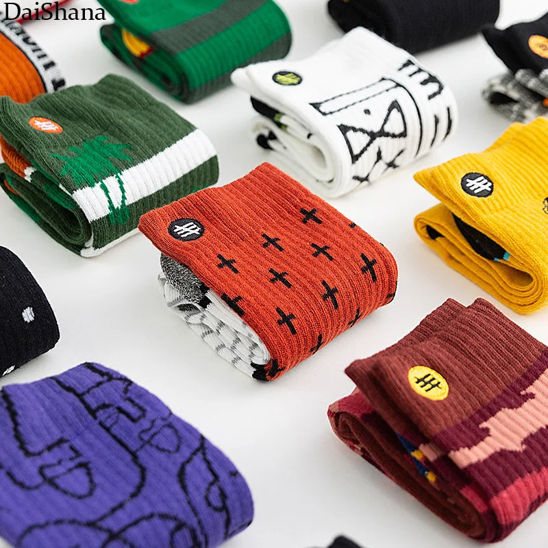 3 Paires Nouvelle Mode Unisexe Chaussettes Harajuku Style Coréen Coton Femmes Chaussettes Skateboard Happy Crew Tide chaussettes Meias Mujer EU36-44