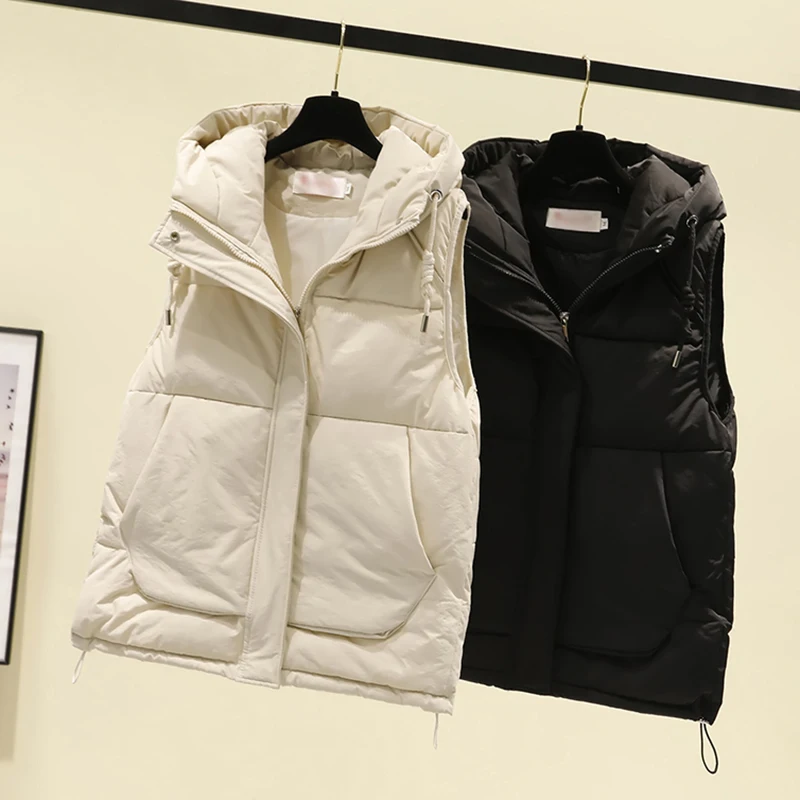 Gilet invernale caldo moda donna gilet in cotone con cappuccio Casual giacca invernale senza maniche capispalla femminile