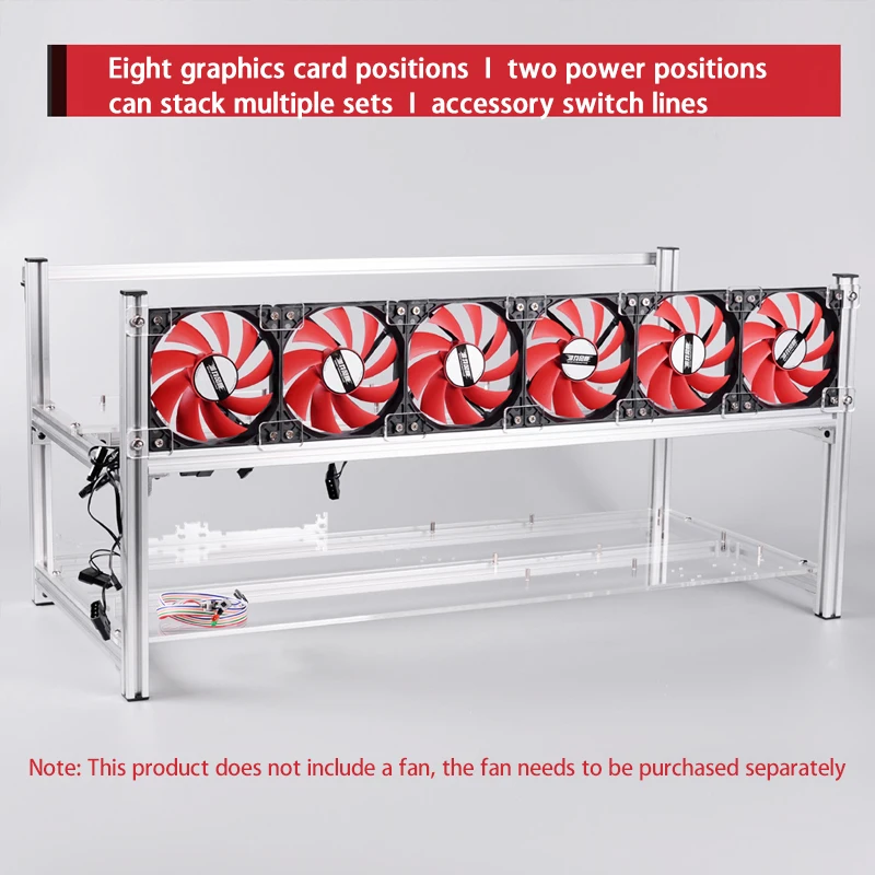 6 GPU 8 GPU Multi-Graphics Card Chassis Frame All-Aluminum Graphics Card Rack Can Be Superimposed On The Open Server Box