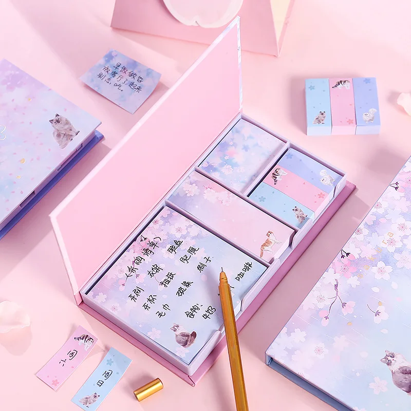 한국어 셀프 스틱 메모 자체 접착 스티커 메모 게시 메모 패드 상자 포장 스티커 종이 문구 용품