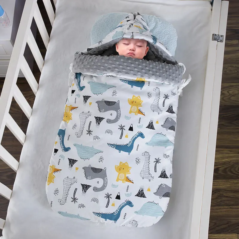 Baby Sleeping Bag Autumn Winter Beanie Velvet Skin-friendly Anti-startle Protective Belly Wrap Newborn Cotton Sleeping Blanket