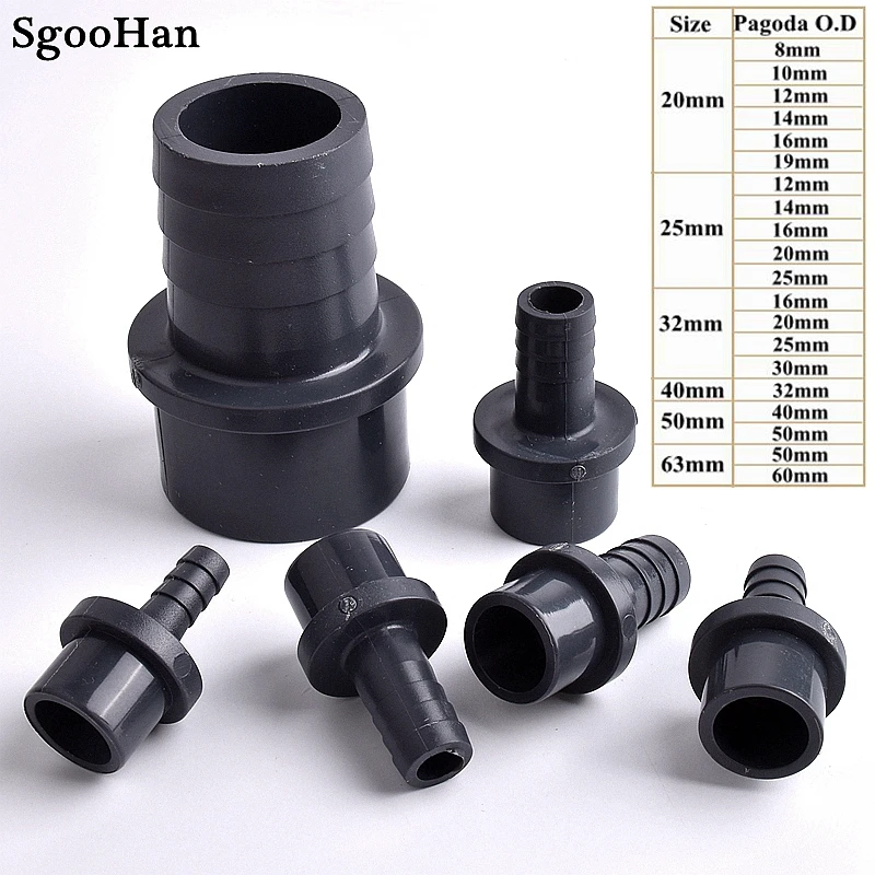 Outer Dia 20/25-8/10/12/14/16/19/20/25mm Pagoda Connector Garden Hose Adapter Irrigation UPVC Pipe Soft Hose Joint Accessories