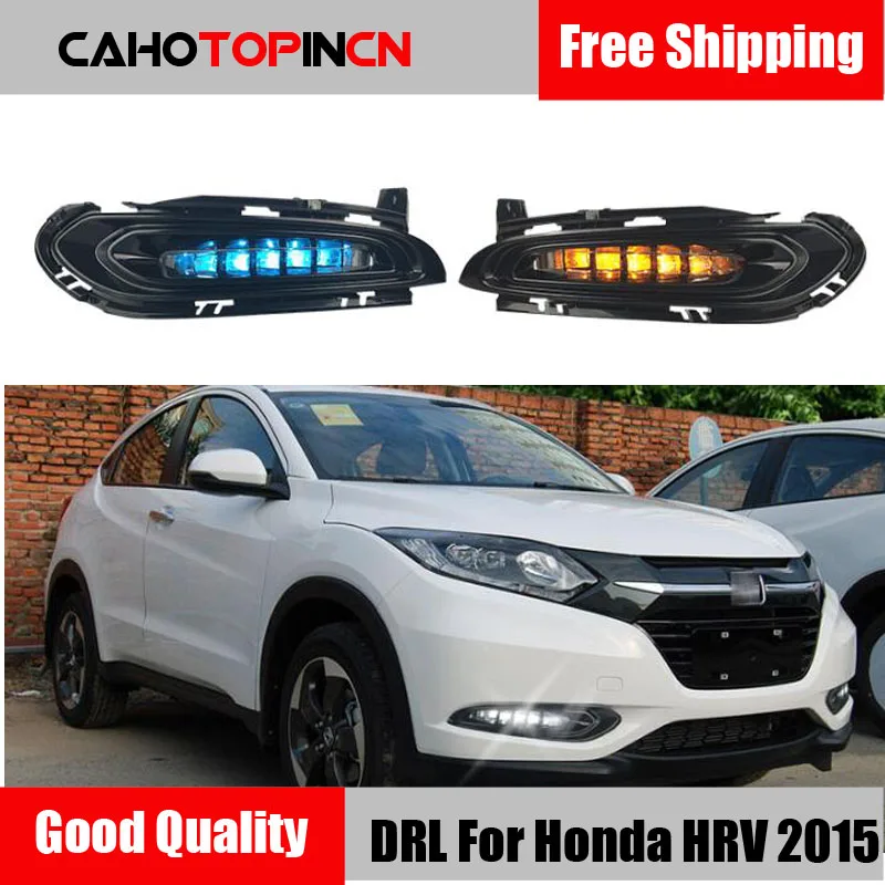 

DRL For Honda HRV HR-V 2015 2016 2017 2018 12V LED Car Daytime Running Light fog lamp with dynamic turn signal style relay