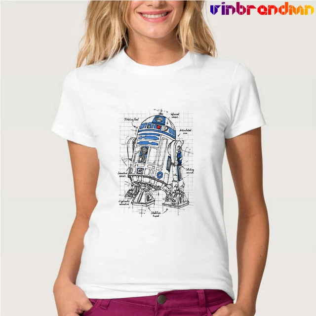 

Hipster R2-D2 Droid Blue Print ladies T-Shirts 2021 New Dead War Clothing Fashion Droid Robot Project T shirts women Camiset