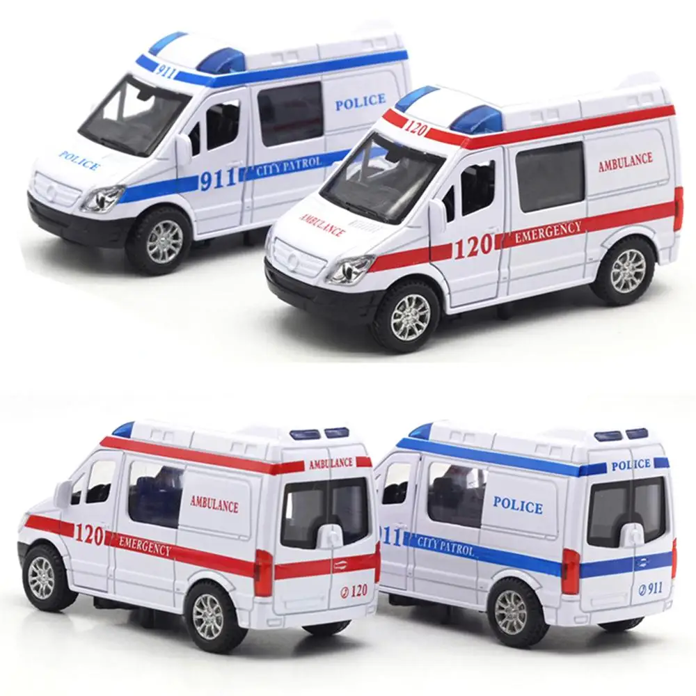 Alloy Pull Back Toy Car Model Emergency Ambulance Rescue Car Model Educational Diecasts & Toy Vehicles Toys for Children