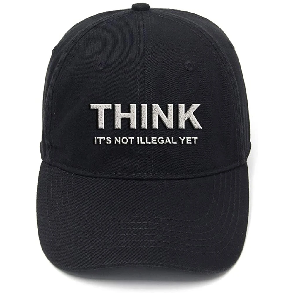 Lyprerazy Think It's Not Illegal Yet Washed Cotton Adjustable Men Women Unisex Hip Hop Cool Flock Printing Baseball Cap