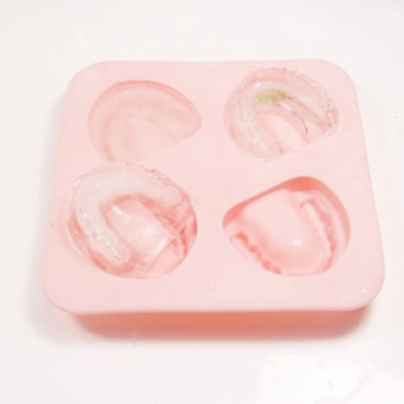 4 Hole Denture Teeth Shaped Ice Cube Mold Silicone Ice Tray DIY Ice Cream Mould Funny Gag Gift for Dentist Seniors Father Day